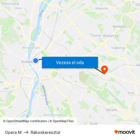 Opera M to Rákoskeresztúr map