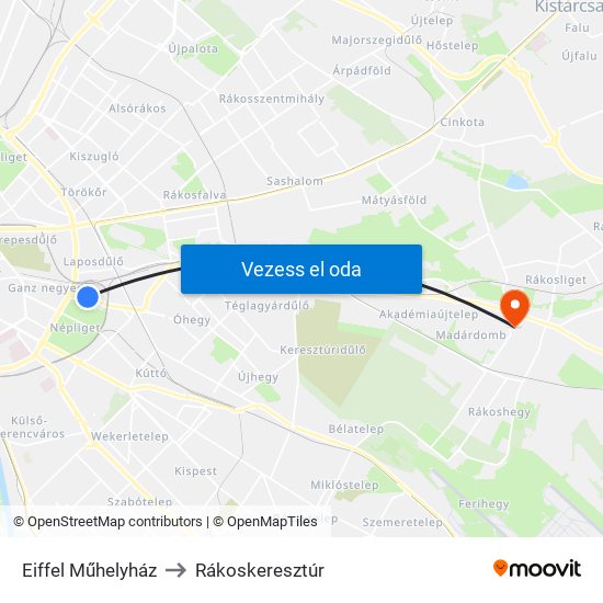 Eiffel Műhelyház to Rákoskeresztúr map