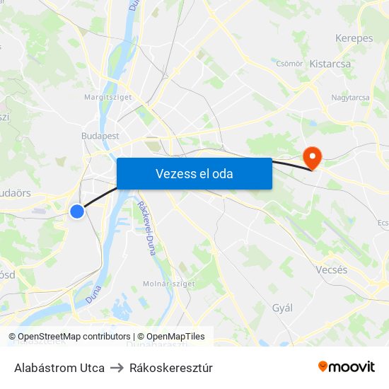 Alabástrom Utca to Rákoskeresztúr map