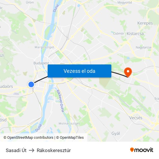 Sasadi Út to Rákoskeresztúr map