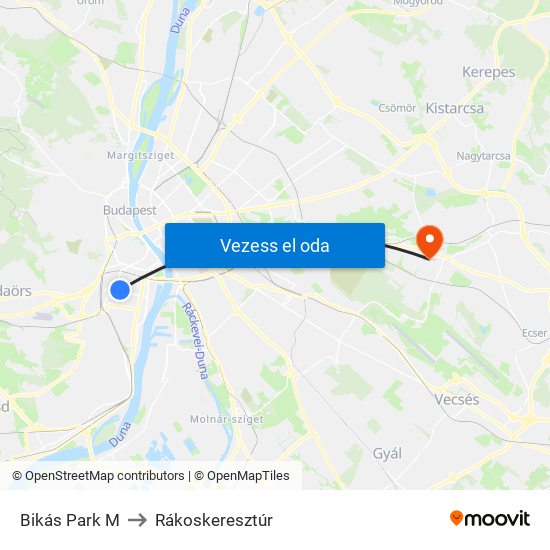 Bikás Park M to Rákoskeresztúr map