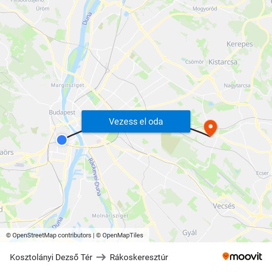 Kosztolányi Dezső Tér to Rákoskeresztúr map