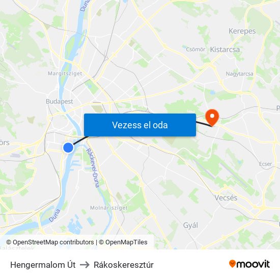 Hengermalom Út to Rákoskeresztúr map