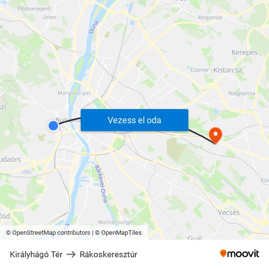 Királyhágó Tér to Rákoskeresztúr map