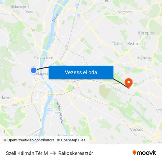 Széll Kálmán Tér M to Rákoskeresztúr map