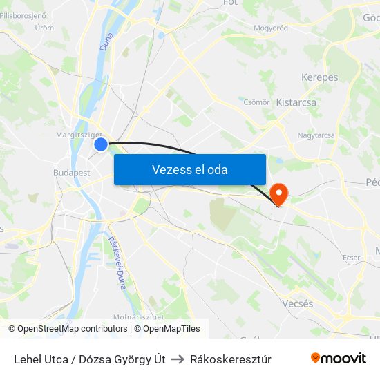 Lehel Utca / Dózsa György Út to Rákoskeresztúr map