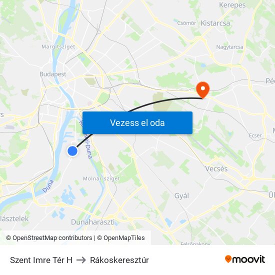 Szent Imre Tér H to Rákoskeresztúr map
