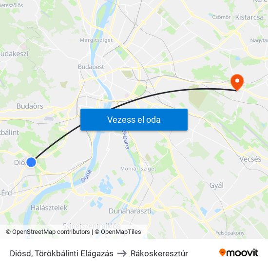 Diósd, Törökbálinti Elágazás to Rákoskeresztúr map