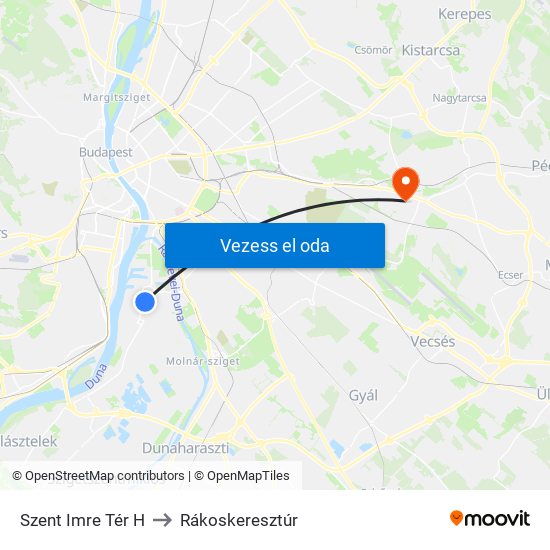 Szent Imre Tér H to Rákoskeresztúr map