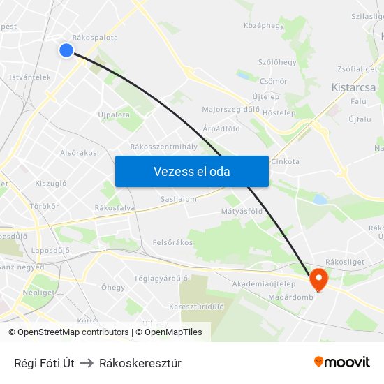 Régi Fóti Út to Rákoskeresztúr map