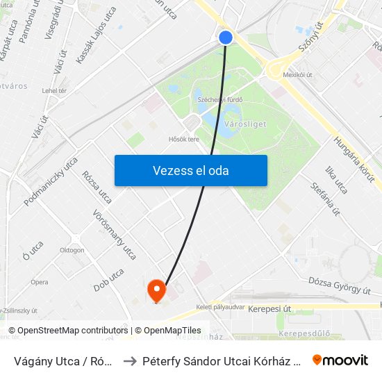 Vágány Utca / Róbert Károly Körút to Péterfy Sándor Utcai Kórház Szövetség Utcai Részlege map