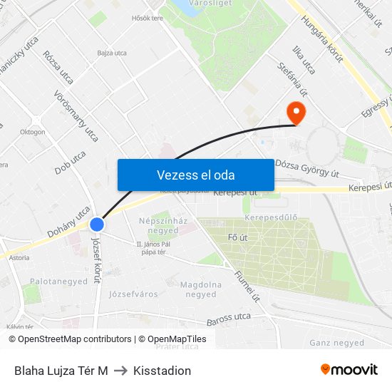 Blaha Lujza Tér M to Kisstadion map
