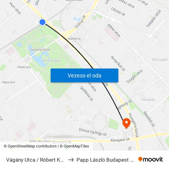 Vágány Utca / Róbert Károly Körút to Papp László Budapest Sportaréna map