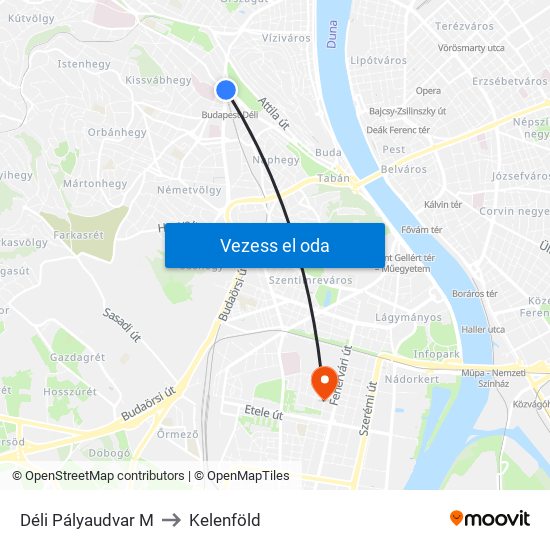 Déli Pályaudvar M to Kelenföld map