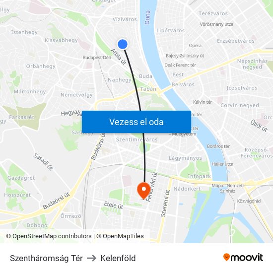 Szentháromság Tér to Kelenföld map