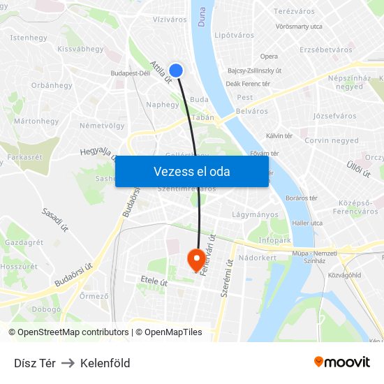 Dísz Tér to Kelenföld map