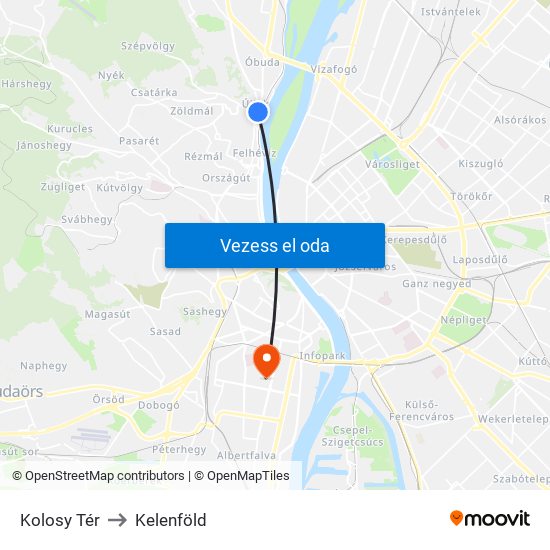 Kolosy Tér to Kelenföld map