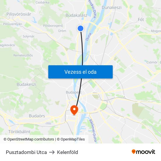 Pusztadombi Utca to Kelenföld map