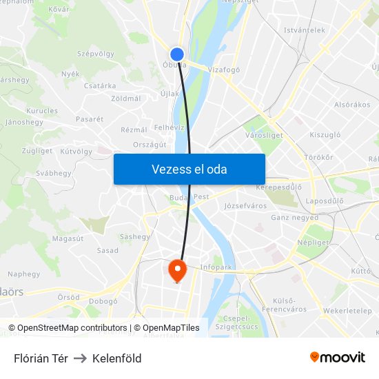 Flórián Tér to Kelenföld map