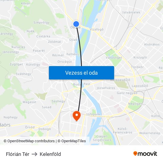 Flórián Tér to Kelenföld map