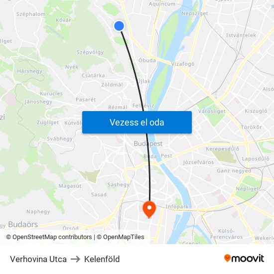 Verhovina Utca to Kelenföld map