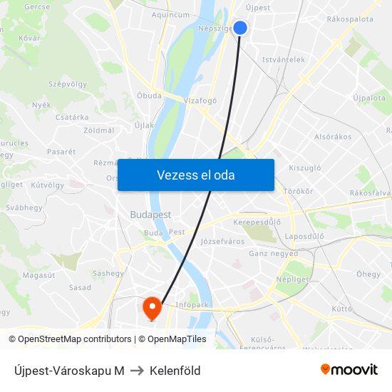 Újpest-Városkapu M to Kelenföld map