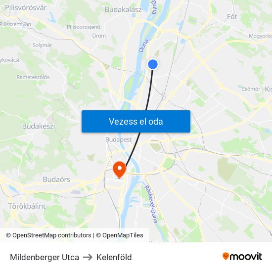 Mildenberger Utca to Kelenföld map