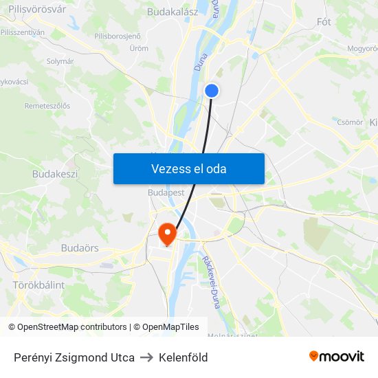 Perényi Zsigmond Utca to Kelenföld map