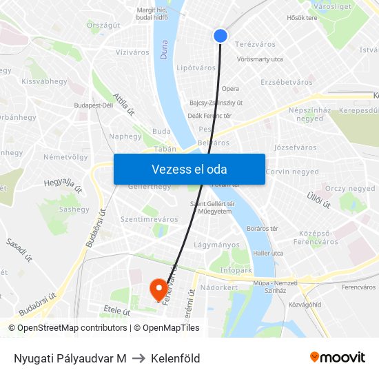 Nyugati Pályaudvar M to Kelenföld map