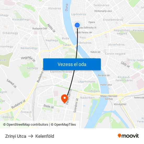 Zrínyi Utca to Kelenföld map
