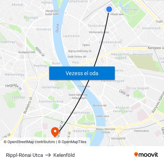 Rippl-Rónai Utca to Kelenföld map