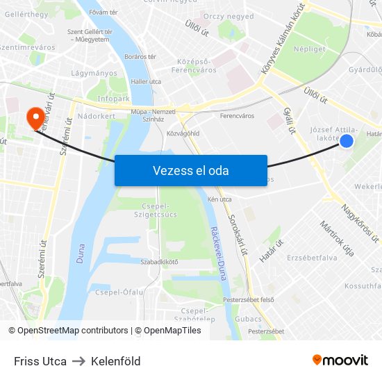 Friss Utca to Kelenföld map