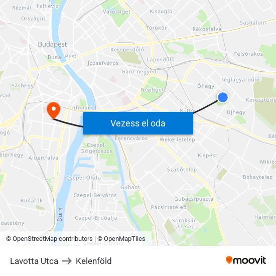 Lavotta Utca to Kelenföld map