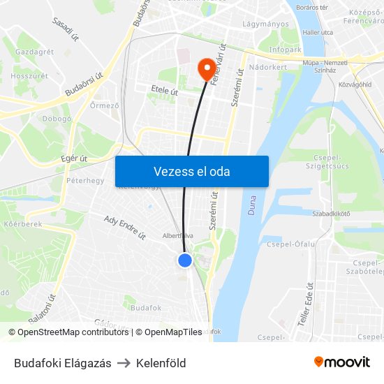 Budafoki Elágazás to Kelenföld map