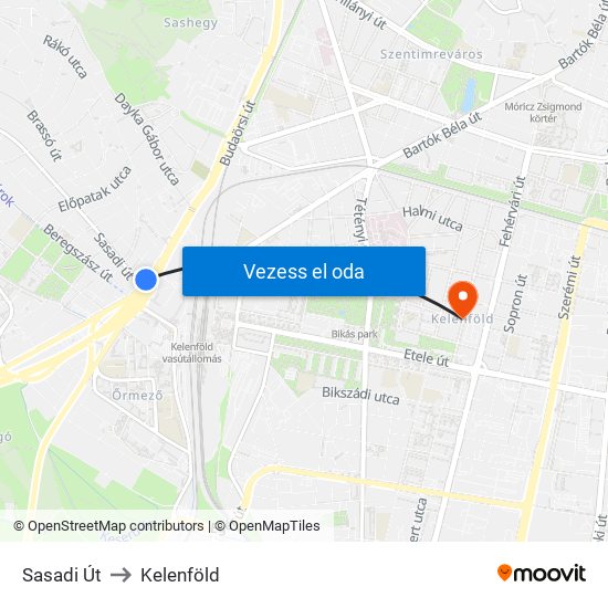 Sasadi Út to Kelenföld map
