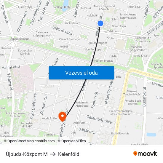 Újbuda-Központ M to Kelenföld map