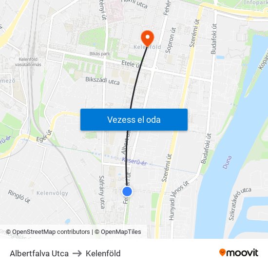 Albertfalva Utca to Kelenföld map
