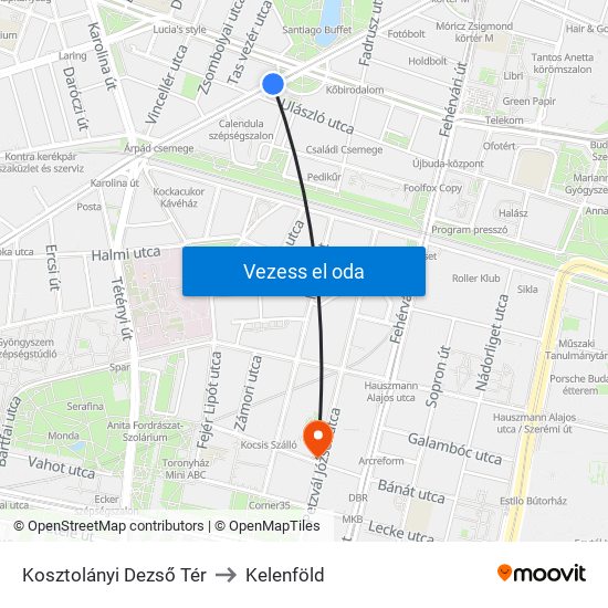 Kosztolányi Dezső Tér to Kelenföld map