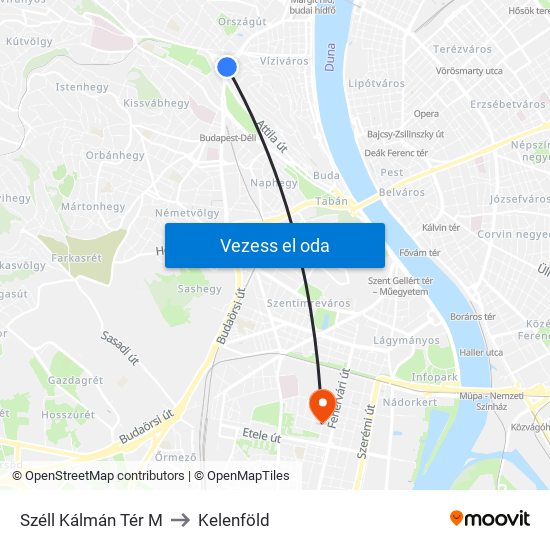 Széll Kálmán Tér M to Kelenföld map