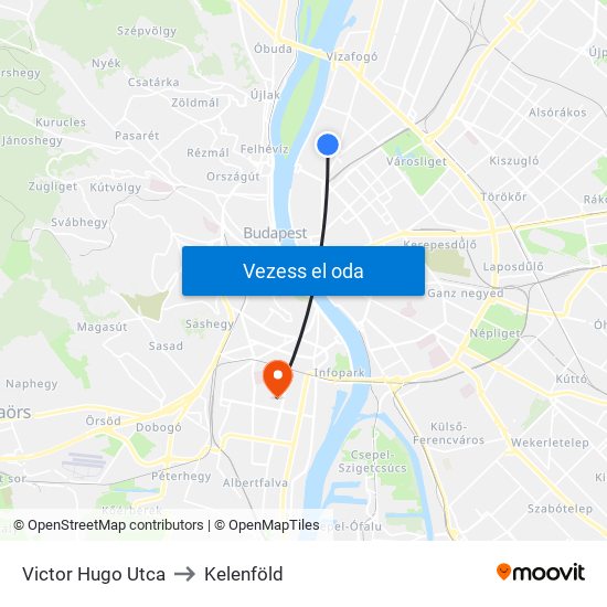 Victor Hugo Utca to Kelenföld map