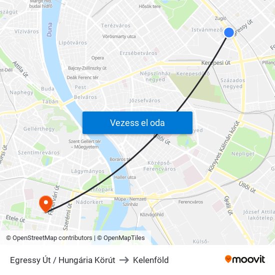 Egressy Út / Hungária Körút to Kelenföld map