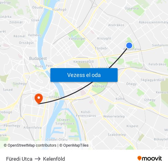 Füredi Utca to Kelenföld map