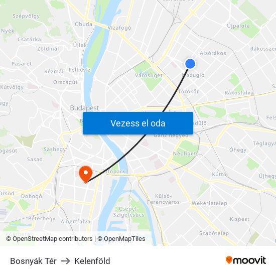 Bosnyák Tér to Kelenföld map