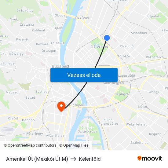 Amerikai Út (Mexikói Út M) to Kelenföld map