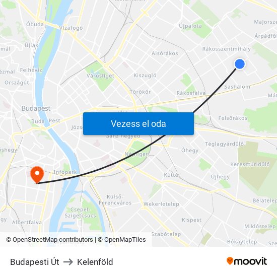 Budapesti Út to Kelenföld map