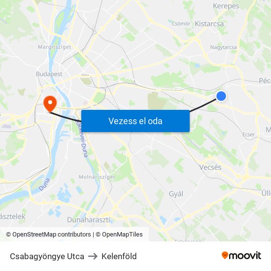 Csabagyöngye Utca to Kelenföld map