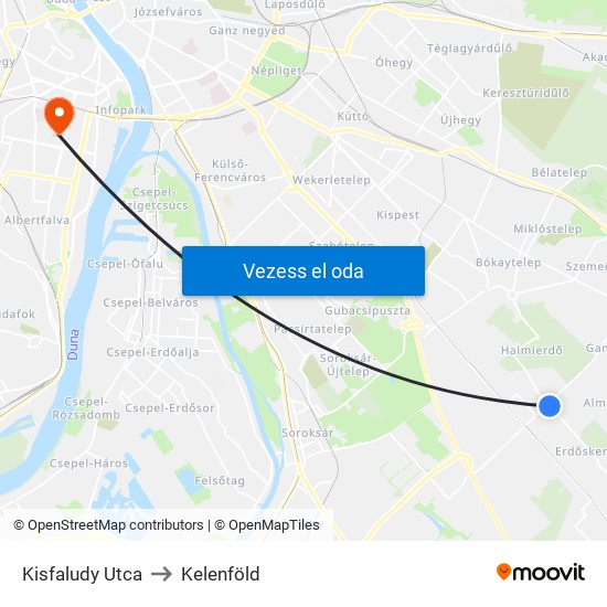 Kisfaludy Utca to Kelenföld map