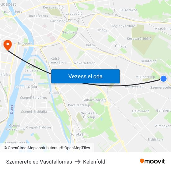 Szemeretelep Vasútállomás to Kelenföld map