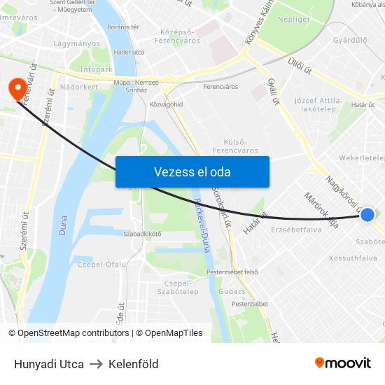 Hunyadi Utca to Kelenföld map