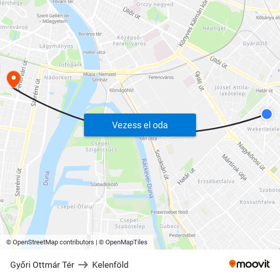 Győri Ottmár Tér to Kelenföld map